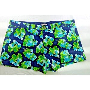 Merona Floral Shorts Size 18 Blue Green Tropical Print Mid Rise Summer‎